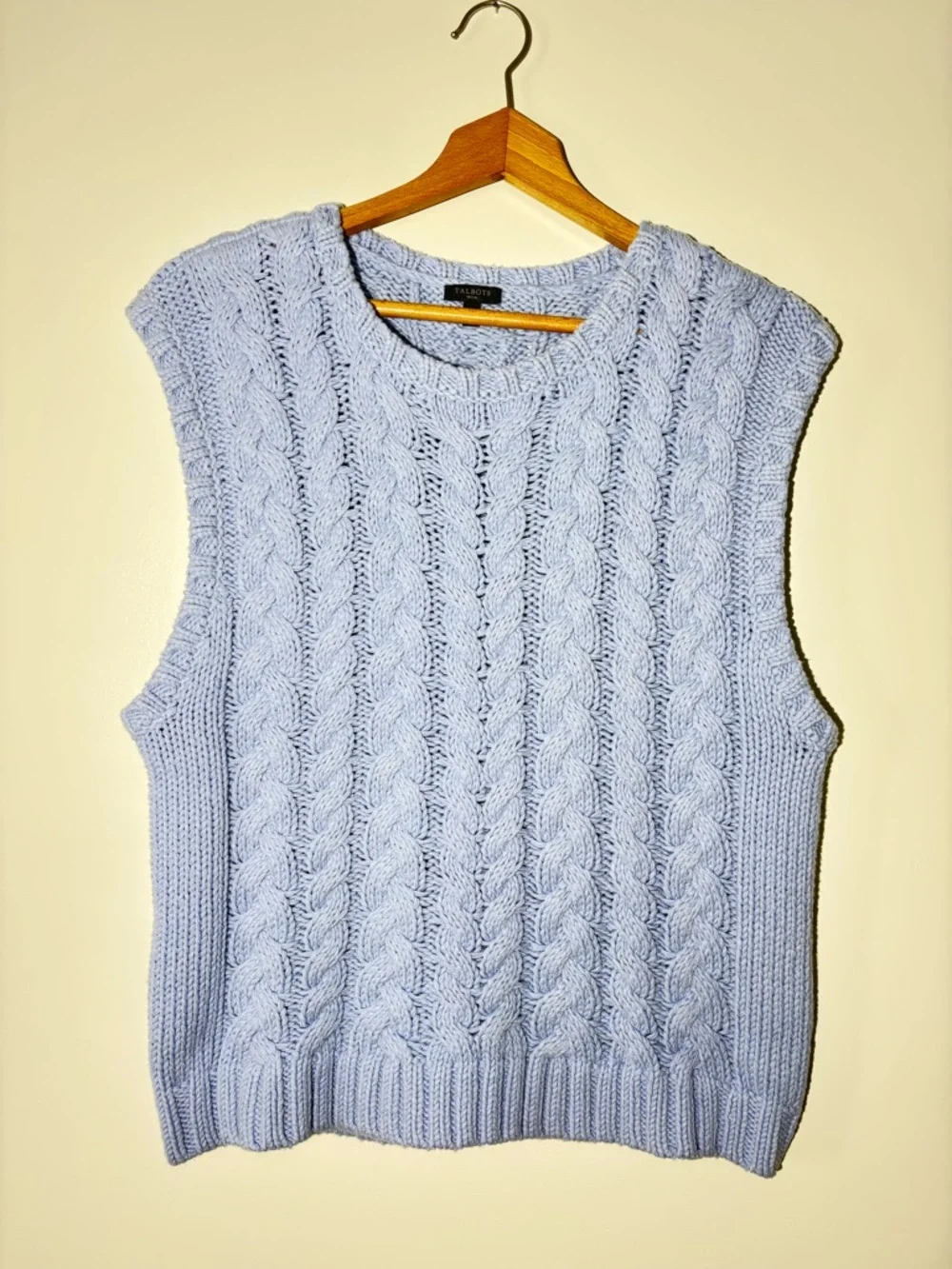 Talbots Petite Cable Knit Sweater Vest — Pale Blue - size Large - Picture 1 of 4
